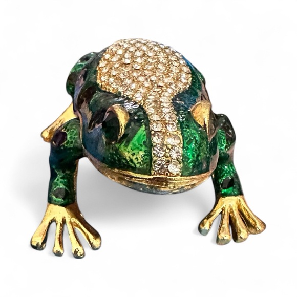 NIB Green and Gold Frog trinket box - Picture 2 of 4